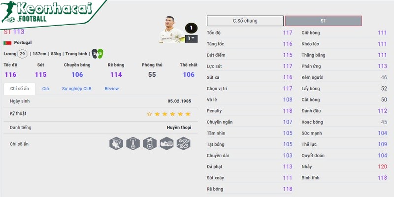 Trong trò chơi FIFA, Ronaldo FO4 được biết đến với chỉ số cao cấp